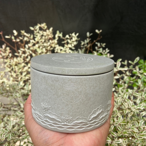 Hũ nến điêu khắc hoa sen